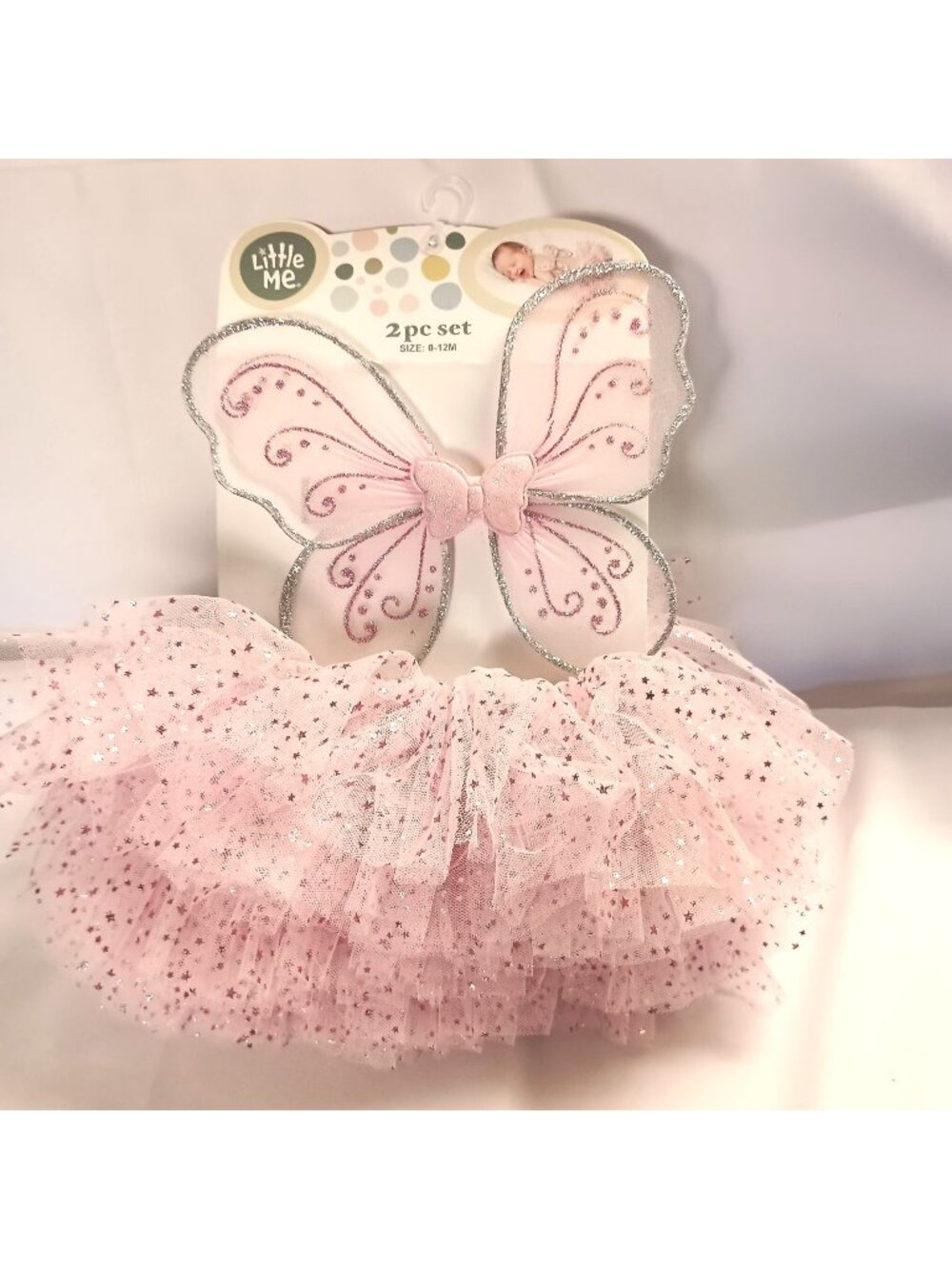Little Me Baby Angel Wings Tutu Set Pink 2Pc Costume 0-12M New Gift Shower